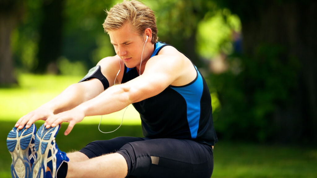 male athlete stretching working out run fitness health