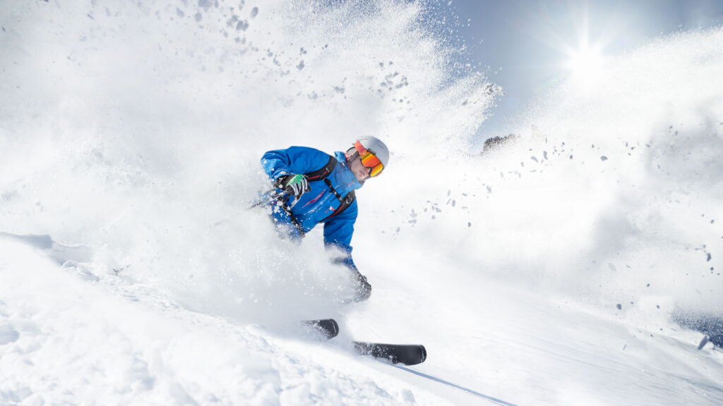 male skiing alpine snow downhill