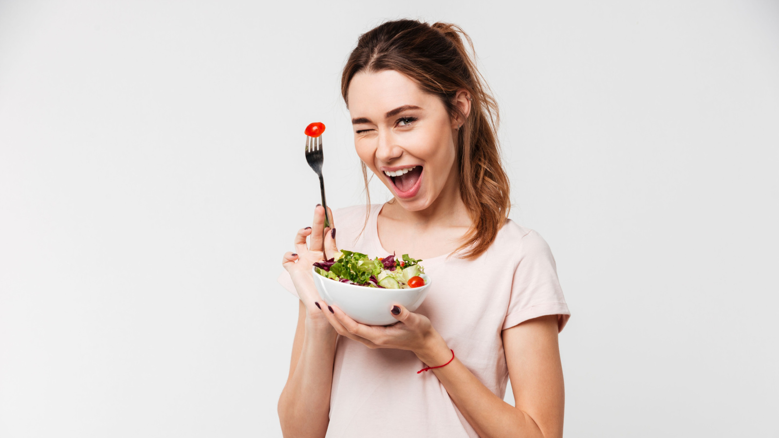 Woman Salad Wink Healthy Eating Food Dean Drobot Shutterstock