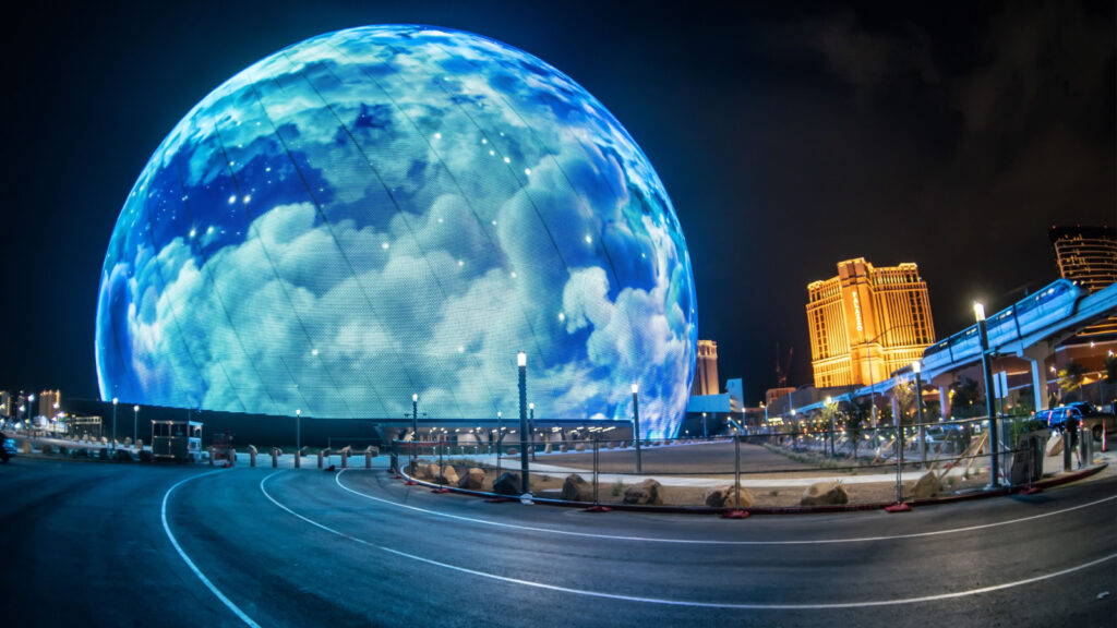 the sphere las vegas august 2023 blue clouds
